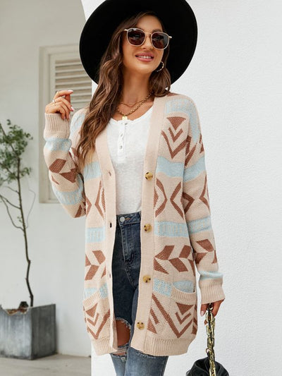Diamond Loose Cardigan Jacquard Sweater Coat