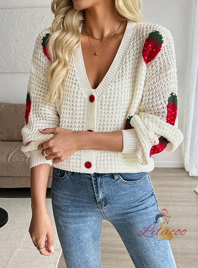Leisure Strawberry Jacquard Sweater
