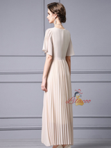 Apricot Chiffon Pleats Beading Mother Of The Bride Dress