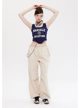 Letter Printed Sleeveless Top Vest