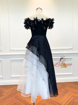 Flower Tube Top Black White Dress