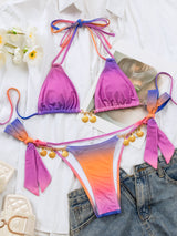 Sexy Gradient Printed Shell Accessories Bikini