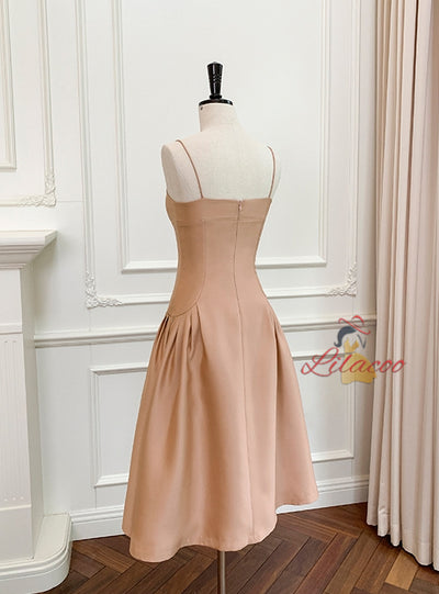 Champagne Suspenders Slim Prom Dress