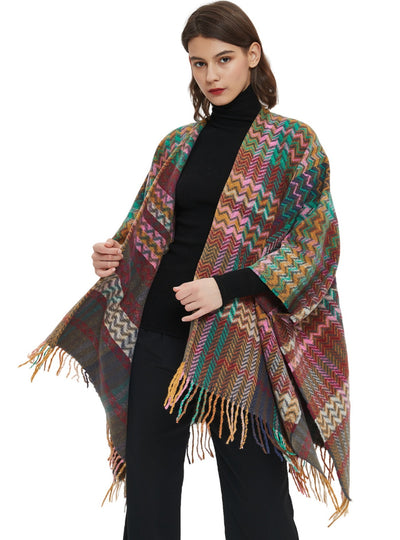 Tassel Ethnic Fringed Split Shawl