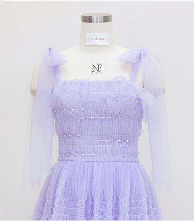 Purple Sleeveless Slim Waist Dress