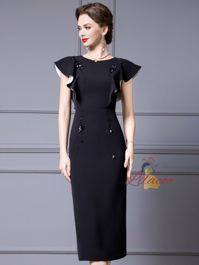 Black Beading Mother Of The Bride Dress