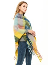 Fringed Pullover Cloak Thickened Color Plaid Shawl