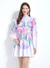 Retro Lantern Sleeve Printed Dress