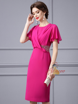 Fuchsia Beading Mother Of The Bride Dress