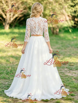 White Lace Long Sleeve Wedding Dress