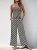 Pleats Printed Strapless Jumpsuit