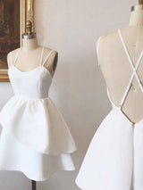 White Spaghetti Straps Homecoming Dress