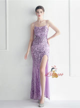Mermaid Backless Sequins Beading Prom Dress