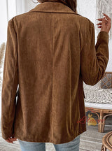 Women Solid Color Corduroy Jacket