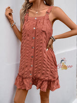 Cross-border Solid Color Pleated Dress