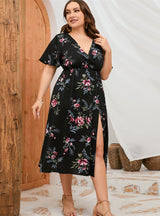 Elastic Waist Printed Short Sleeve Dress