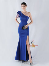 Mermaid One Shoulder Split Beading Prom Dress
