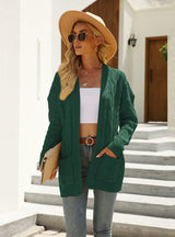 Medium and Long Cardigan Solid Color Twist Sweater Coat