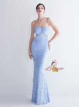 Mermaid Seqins Spaghetti Straps Prom Dress