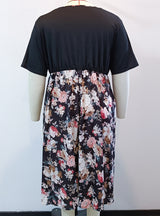 V-neck Short Sleeve Slim Chiffon Stitching Dress