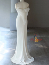 White Mermaid Spaghetti Straps Wedding Dress