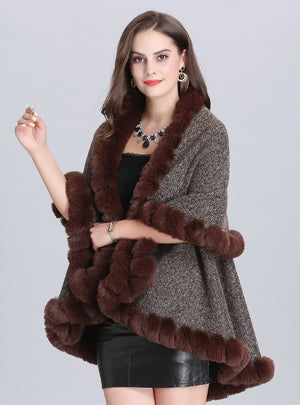 Wool Double Cardigan Knitted Shawl Cloak