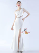 One Shoulder Split Beading Prom Dress