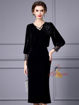 Black Velvet Mother Of The Bride Dress