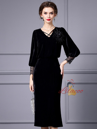 Black Velvet Mother Of The Bride Dress
