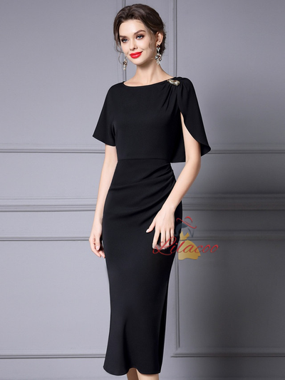 Red Pleats Mother of the Bride Dress