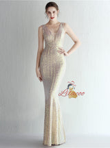 V-neck Mermaid Sequins Prom Dress