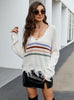 Loose Short V-neck Fringed Sweater
