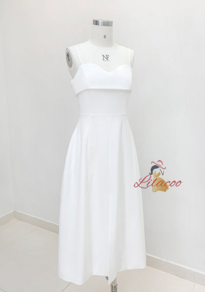 White Sling Slim-fit Long Dress