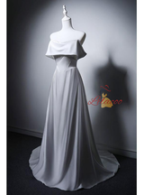 A-Line White Satin Off the Shoulder Wedding Dress