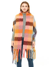 Thickened Fringed Color Plaid Scarf