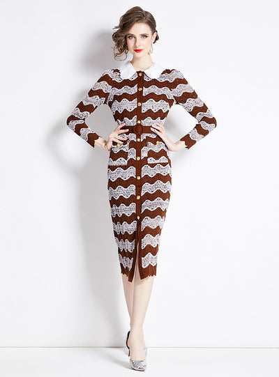 Lace Flocking Slim Hip Dress