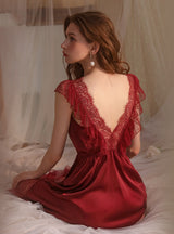 Sexy Perspective Lace V-neck Suspender Nightdress