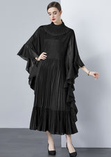 Bat Sleeve Oversized Pleat Dress