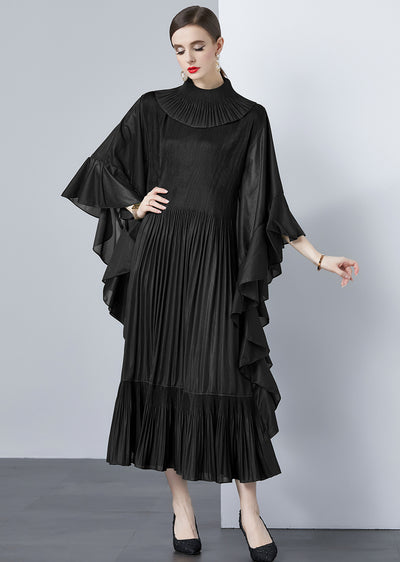 Bat Sleeve Oversized Pleat Dress