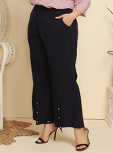 Beaded Leisure Wide-leg Pocket Pants