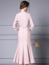 Pink 3D Flower Mother of the Bride Dress