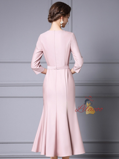 Pink 3D Flower Mother of the Bride Dress