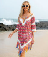 Hook Yarn Bohemian Lace Beach Cover Up