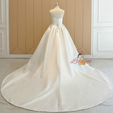 White Sweetheart Satin Bow Wedding Dress