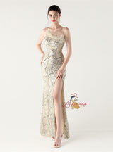 Mermaid Sequins One Shoulder Beading Prom Dress