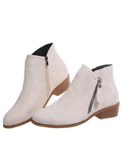 Suede Double-sided Zipper Booties