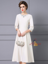 Short Sleeve Crystal Mother Of The Bride Dress