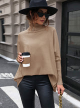 Solid Color High Neck Loose Sweater