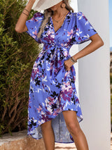 Retro Printed V-neck Casual Dress