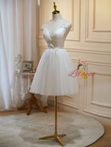 Ivory White Straps Tulle Lace Homecoming Dress